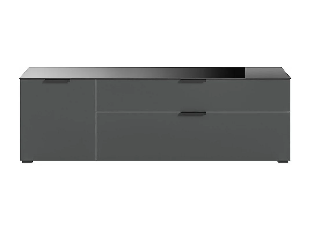 Ray meuble TV 2 tiroirs 1 porte 1 porte abattante anthracite.