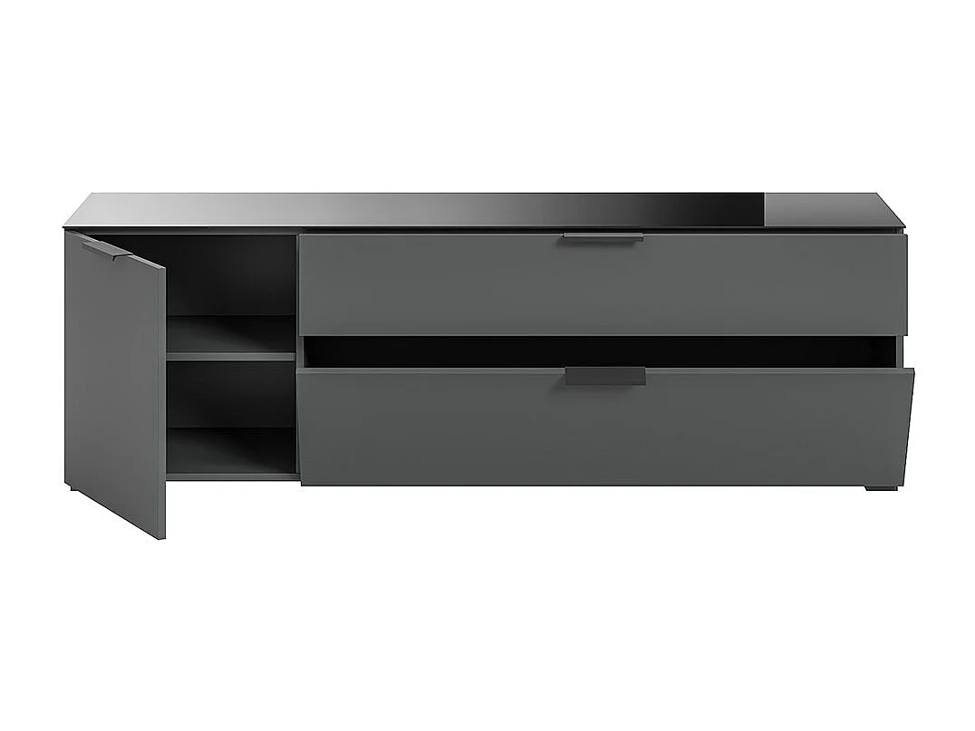 Ray meuble TV 2 tiroirs 1 porte 1 porte abattante anthracite.