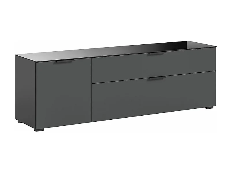 Ray meuble TV 2 tiroirs 1 porte 1 porte abattante anthracite.