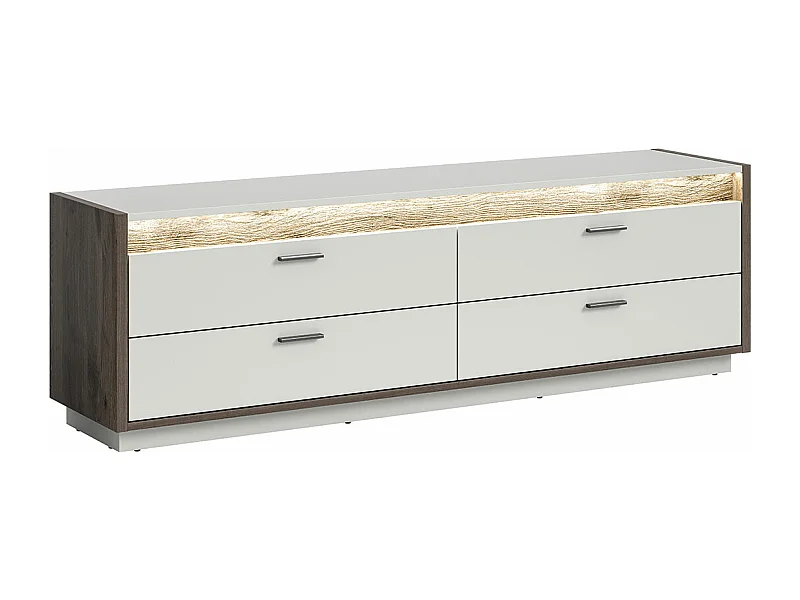 Falcona TV Tisch 4 Schubladen inkl. LED Beleuchtung hellgrau.