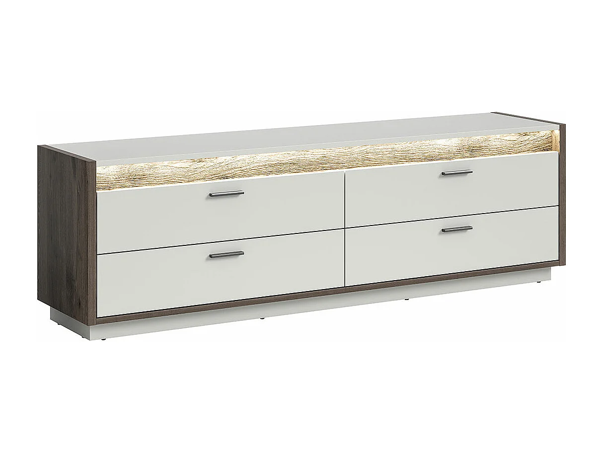 Falcona TV-meubel 4 laden incl. LED-verlichting lichtgrijs.