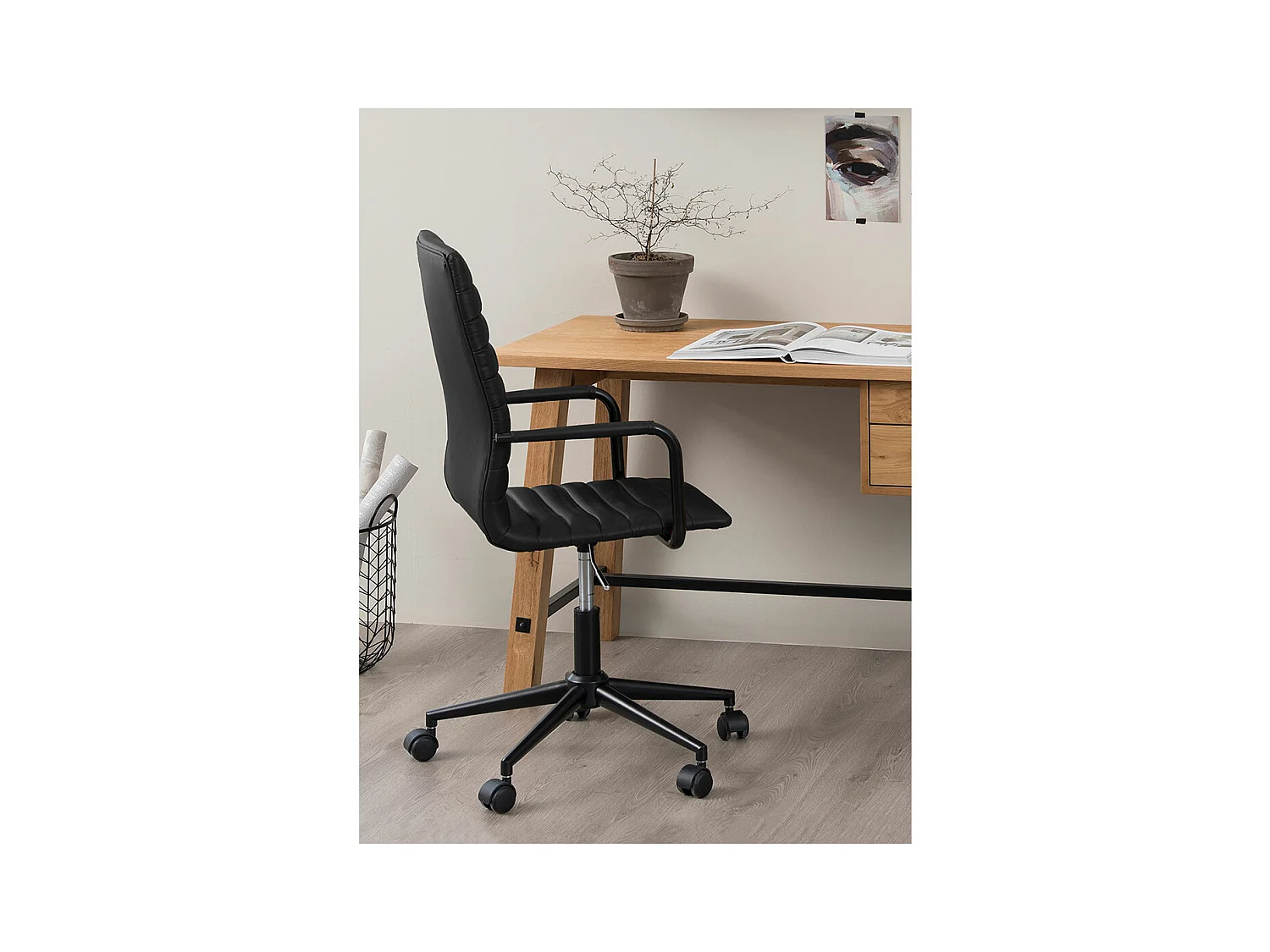 Winslow chaise de bureau PU cuir noire.