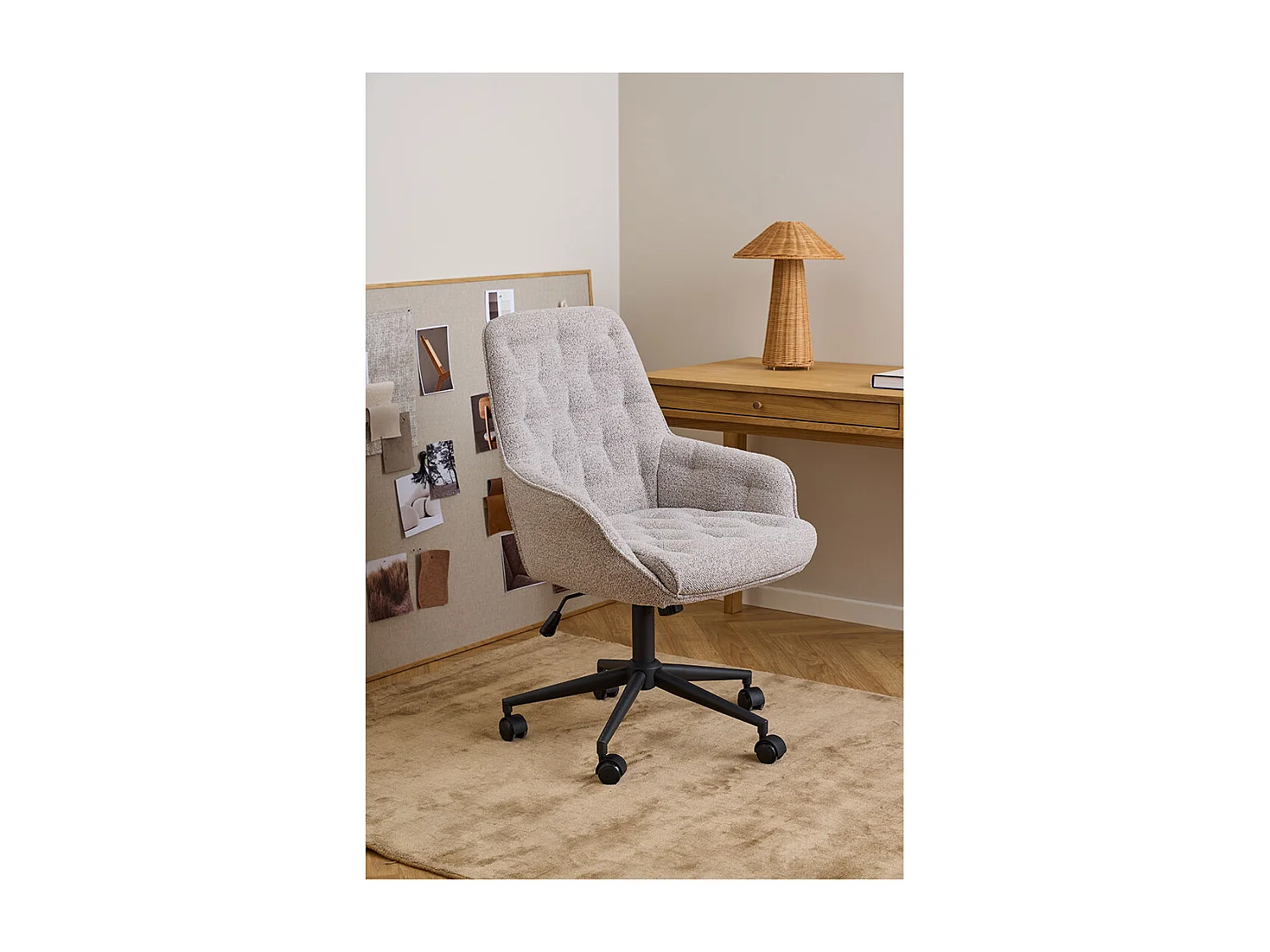 Erik chaise de bureau bouclé beige.