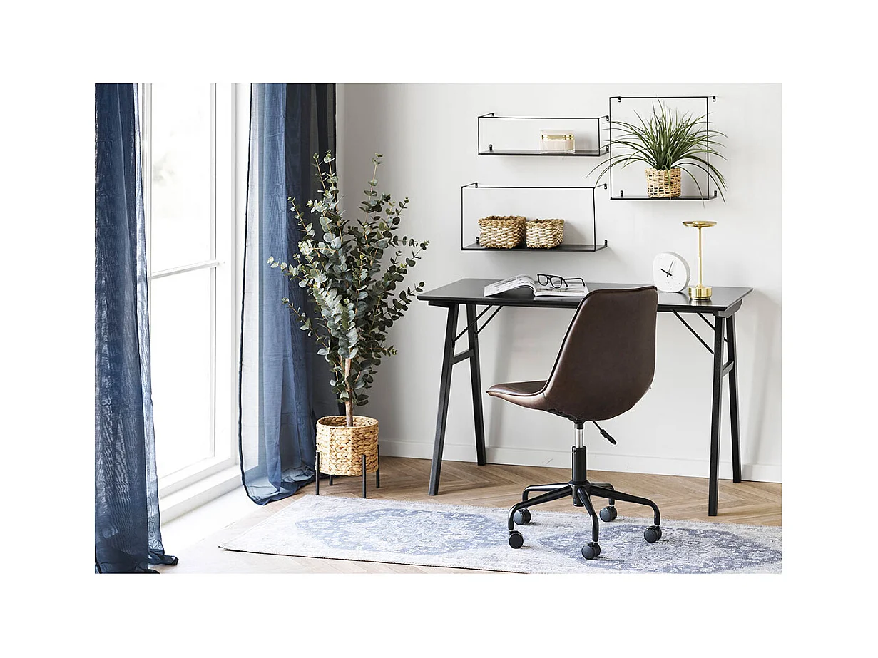 Chaise de bureau simili cuir marron MONACO – Élégance épurée