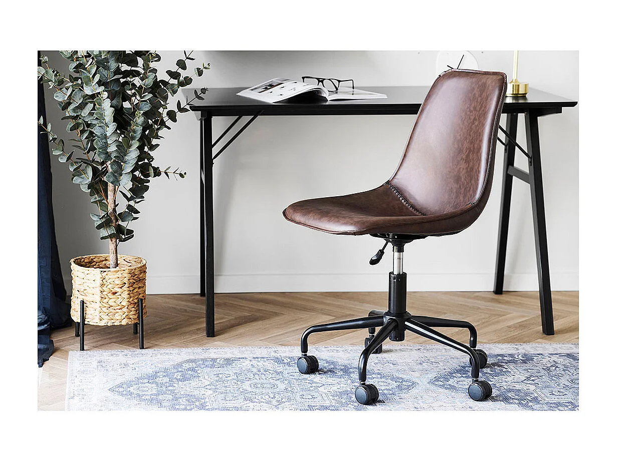 Chaise de bureau simili cuir marron MONACO – Élégance épurée