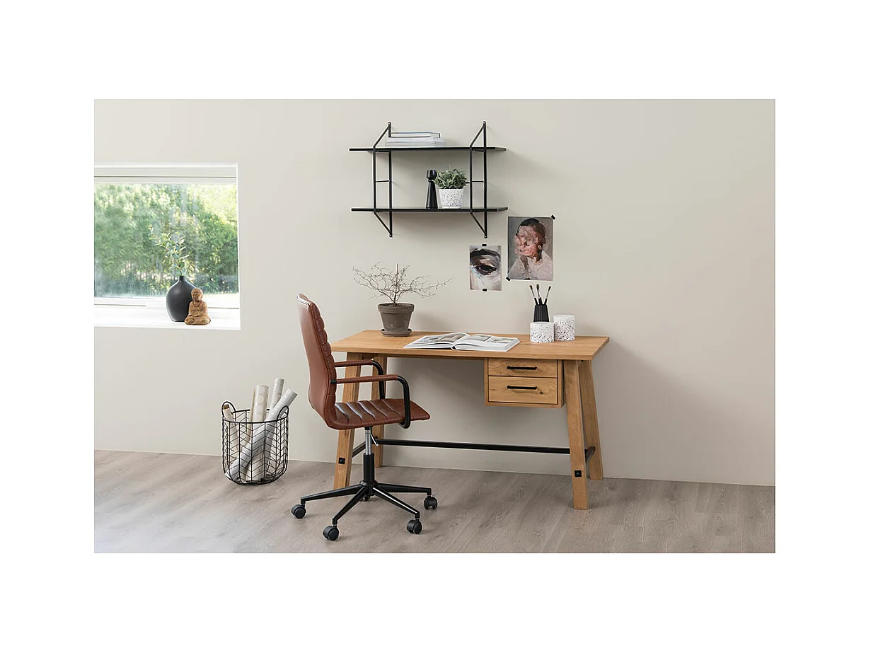 Winslow chaise de bureau PU cuir marron.