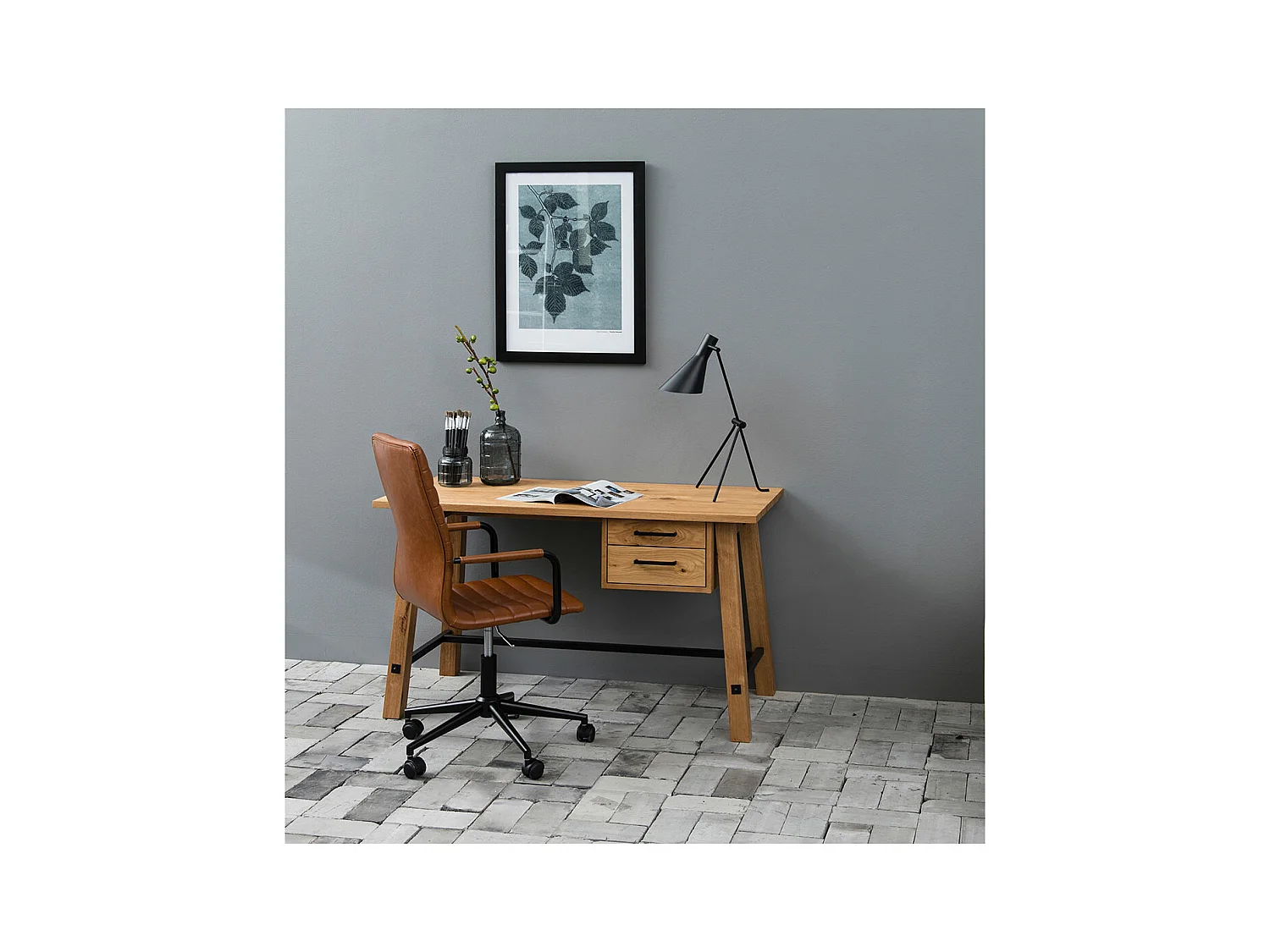 Winslow chaise de bureau PU cuir marron.