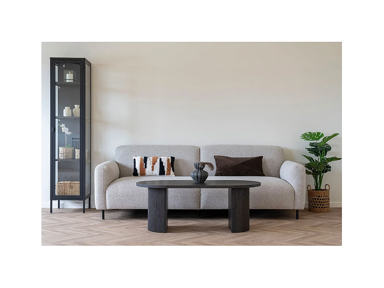 Canapé 3 places SALVADOR – Tissu bouclé gris clair