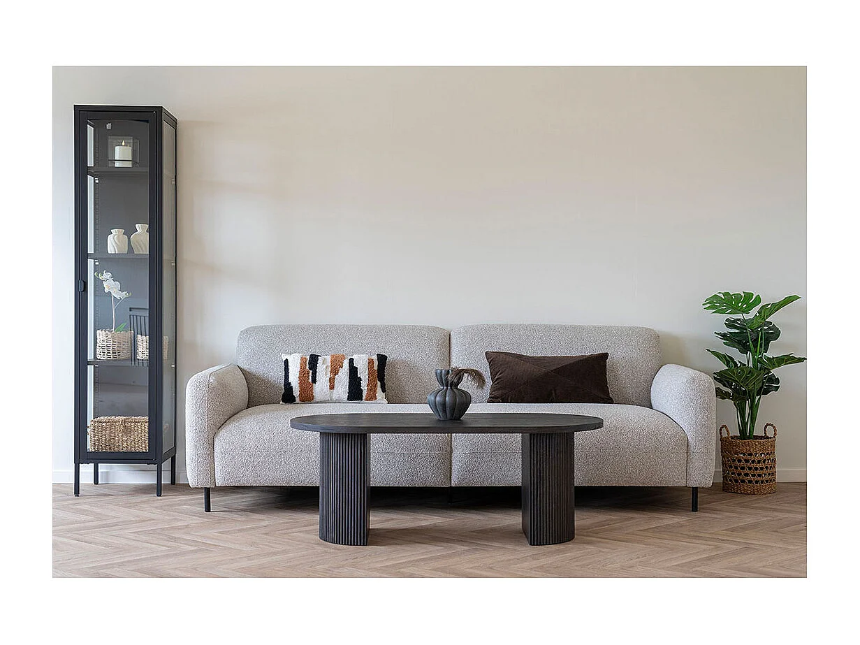 Canapé 3 places SALVADOR – Tissu bouclé gris clair