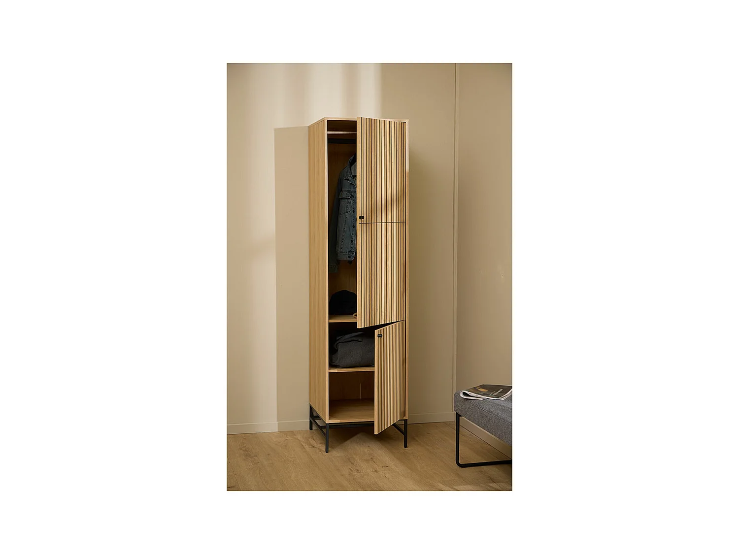 Albany armoire de rangement 2 portes 2 étagères nature.