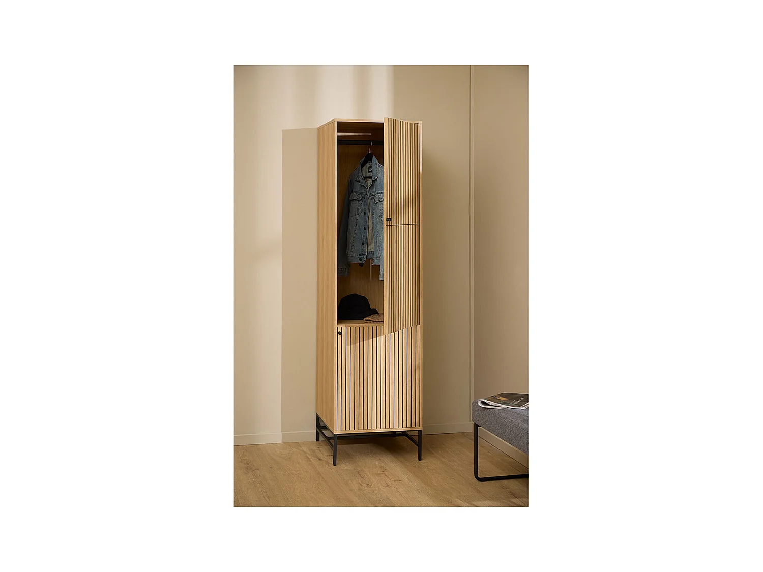 Albany armoire de rangement 2 portes 2 étagères nature.