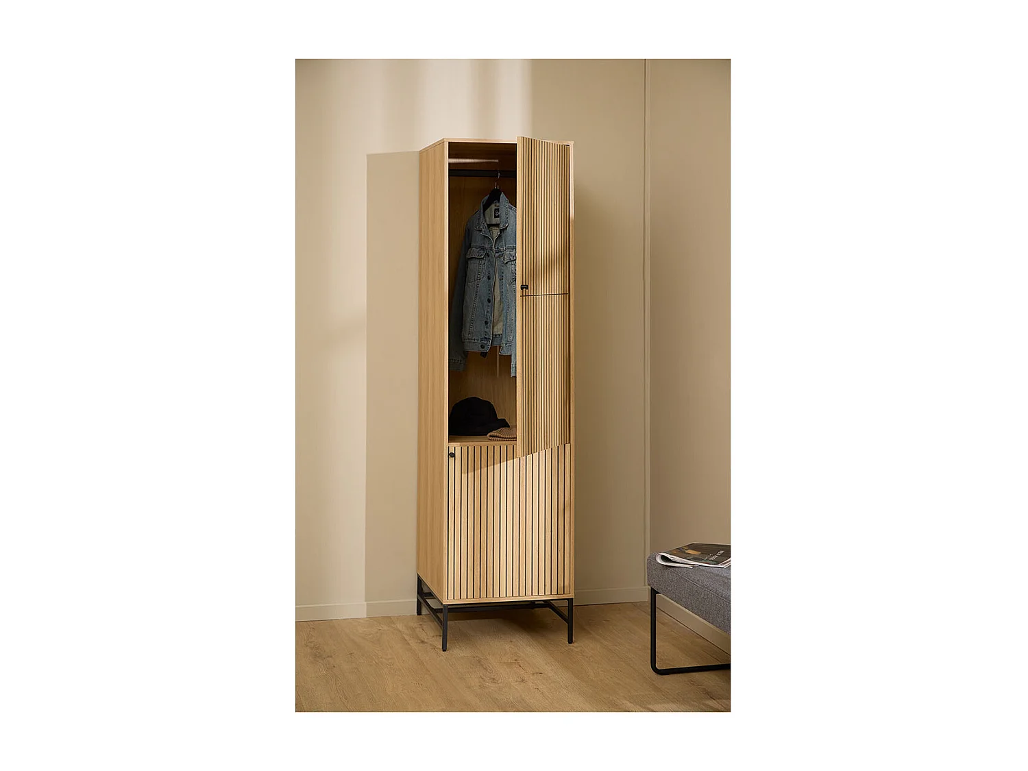 Albany armoire de rangement 2 portes 2 étagères nature.