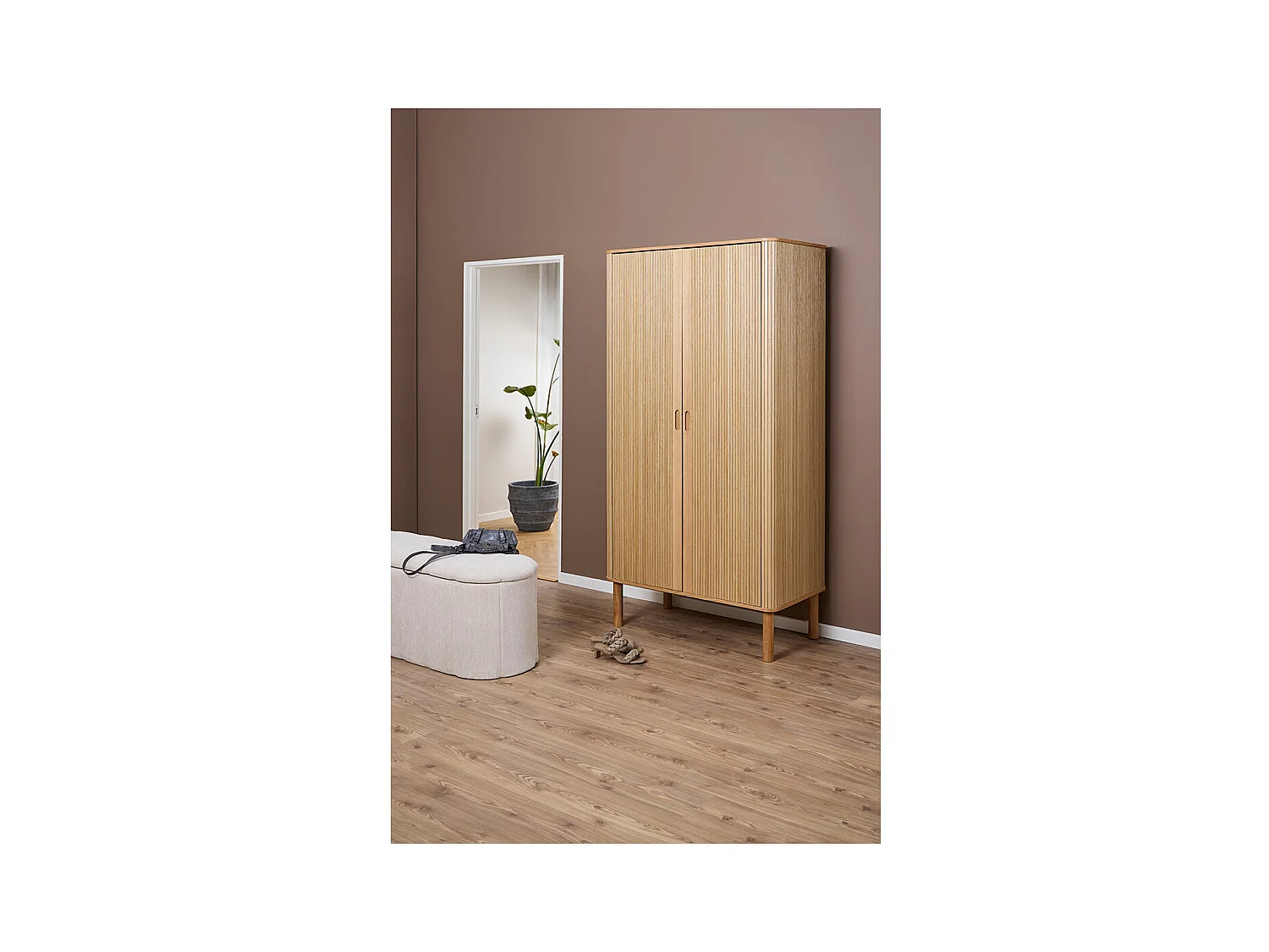 Langley armoire de rangement 2 portes 1 étagère nature.