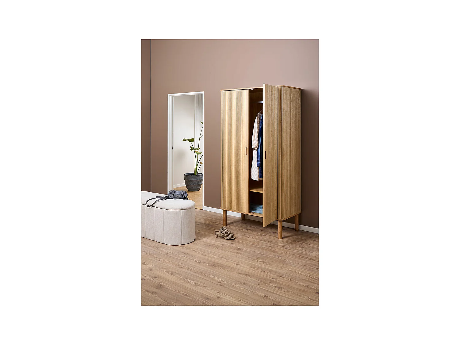 Langley armoire de rangement 2 portes 1 étagère nature.