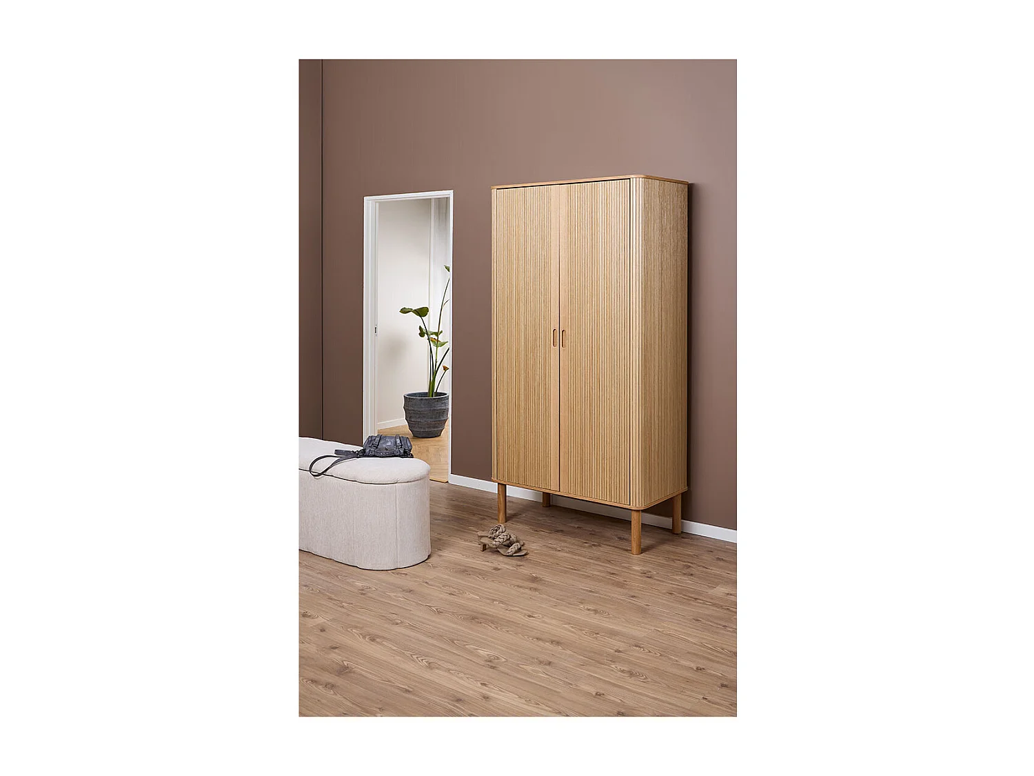 Langley Kleiderschrank 2 Türen 1 Regal Natur.