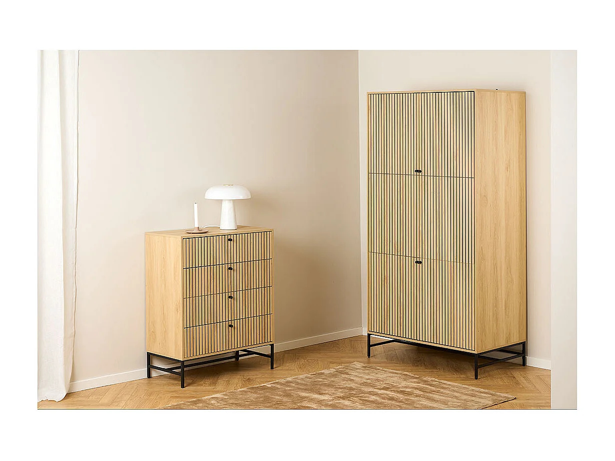 Albany armoire de rangement 4 portes 6 étagères nature.