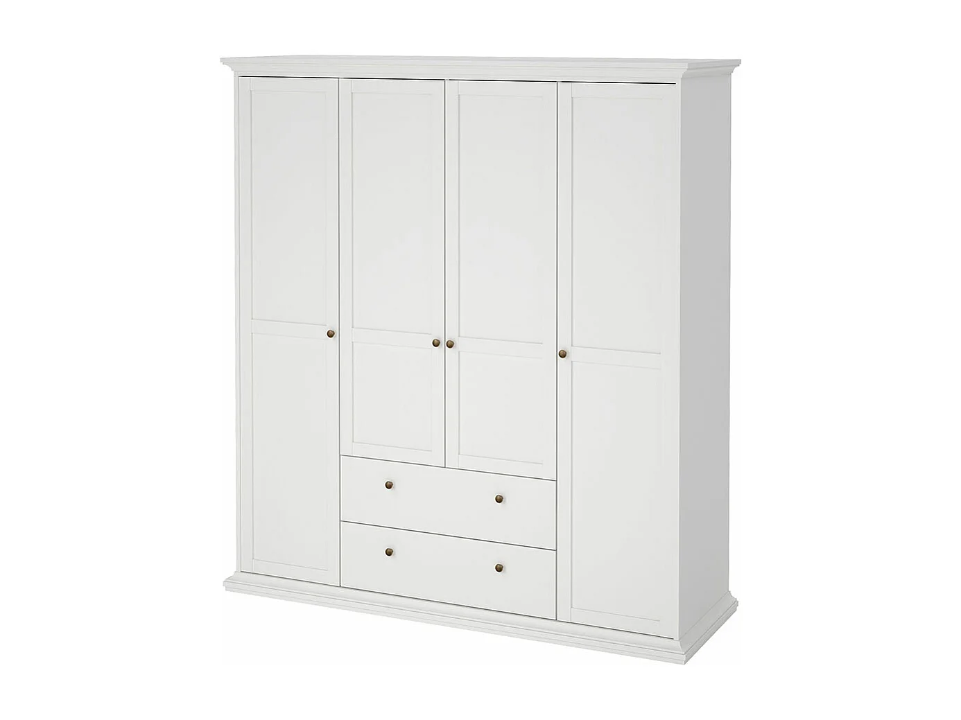 Venedig Armoire 4 portes avec 2 tiroirs, largeur 181 cm, hauteur 200 cm, blanc.