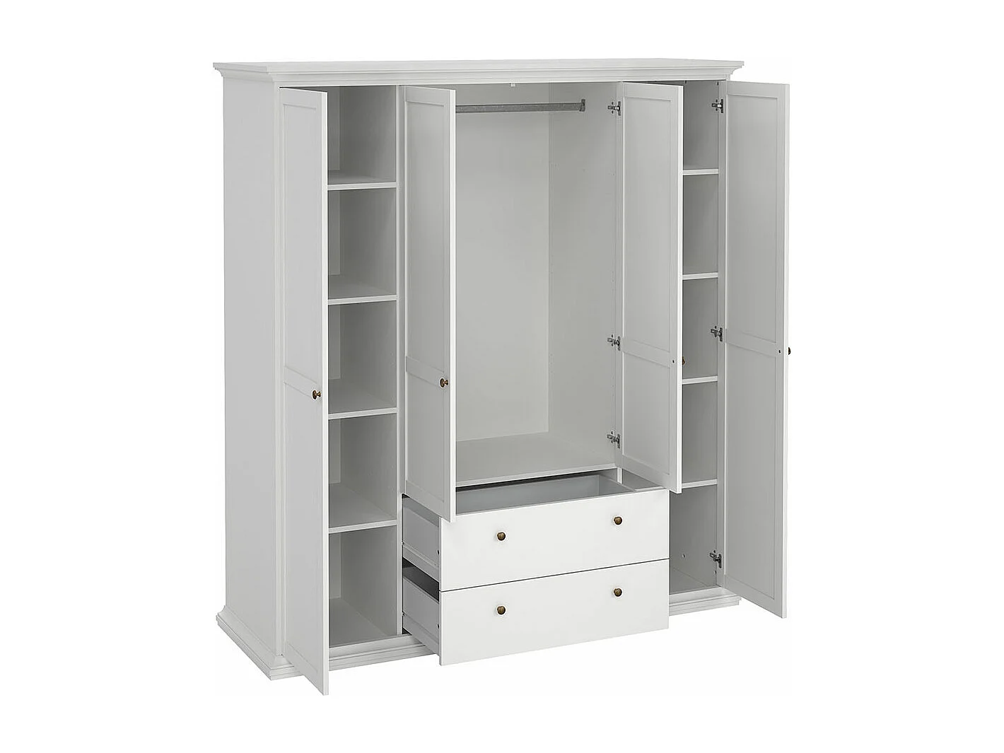 Venedig Armoire 4 portes avec 2 tiroirs, largeur 181 cm, hauteur 200 cm, blanc.