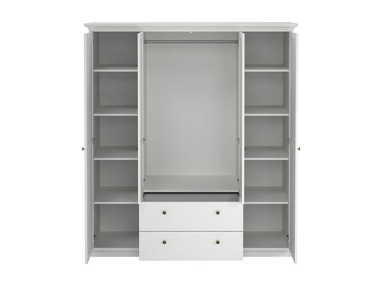 Venedig Armoire 4 portes avec 2 tiroirs, largeur 181 cm, hauteur 200 cm, blanc.