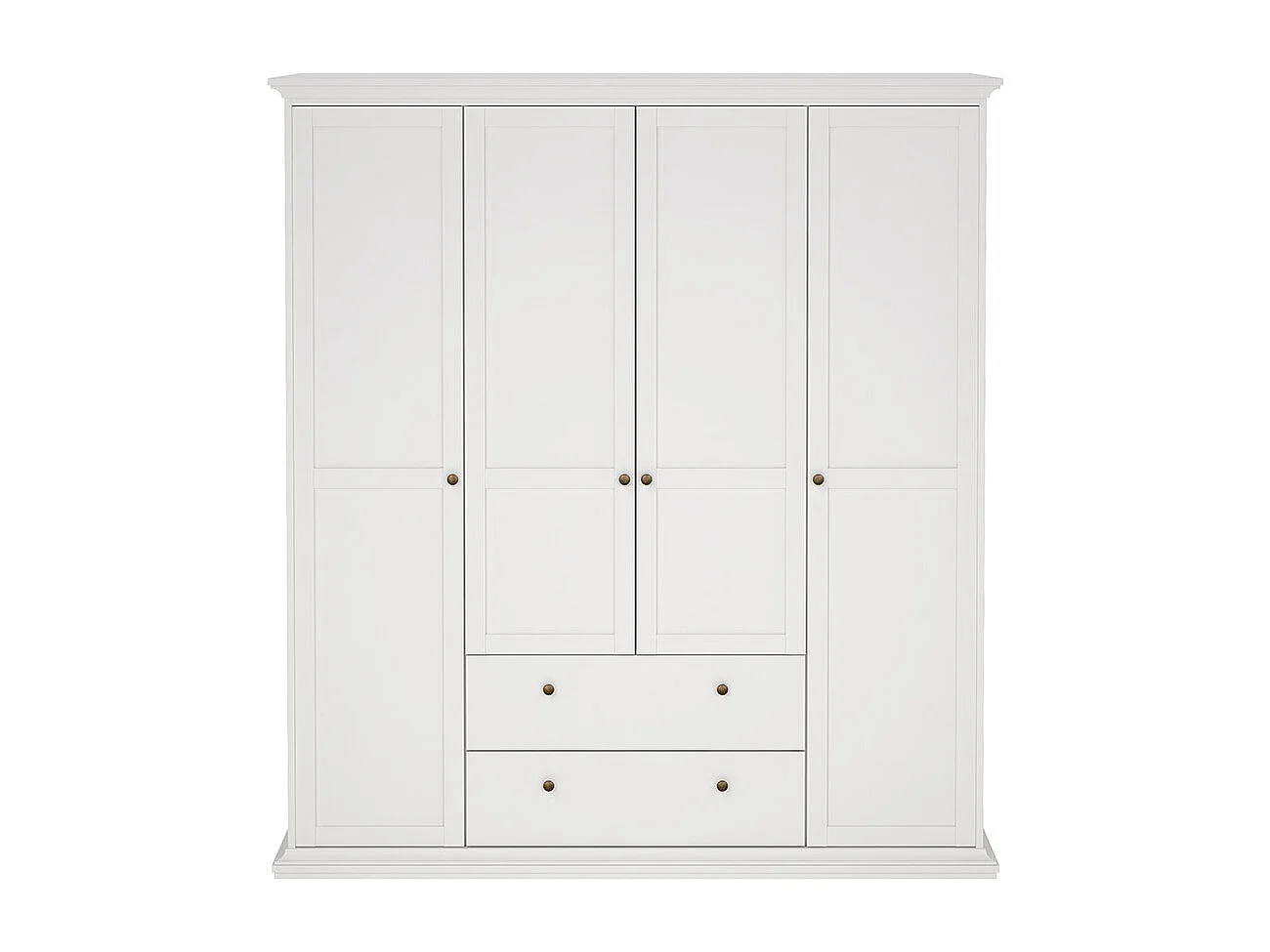 Venetië 4-deurs kledingkast met 2 lades, B 181 x H 200 cm in wit.