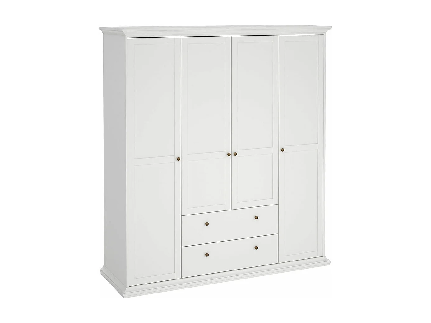 Venetië 4-deurs kledingkast met 2 lades, B 181 x H 200 cm in wit.