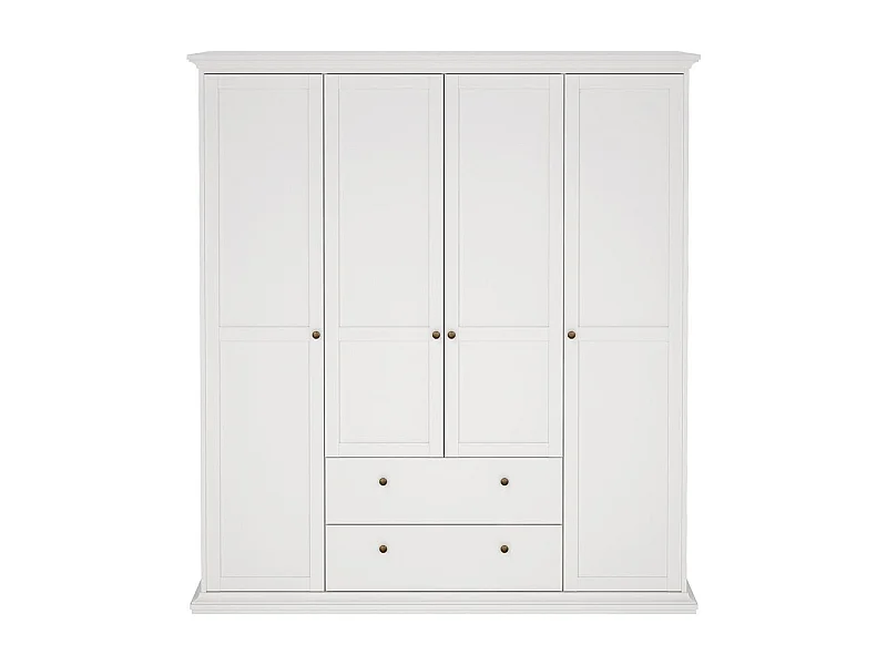 Venetië 4-deurs kledingkast met 2 lades, B 181 x H 200 cm in wit.