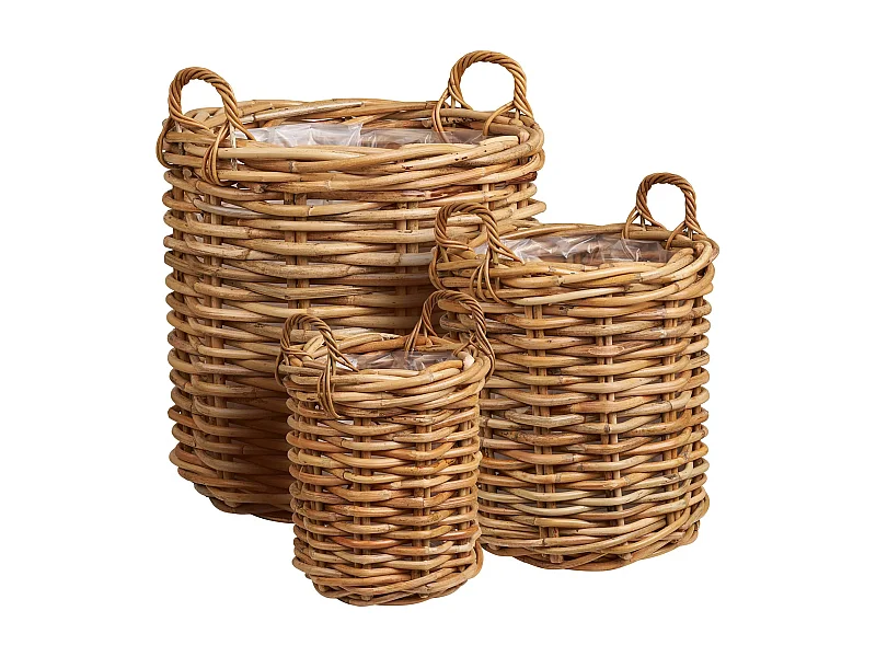 Ensemble de 3 paniers de rangement en osier BURTON – Design naturel