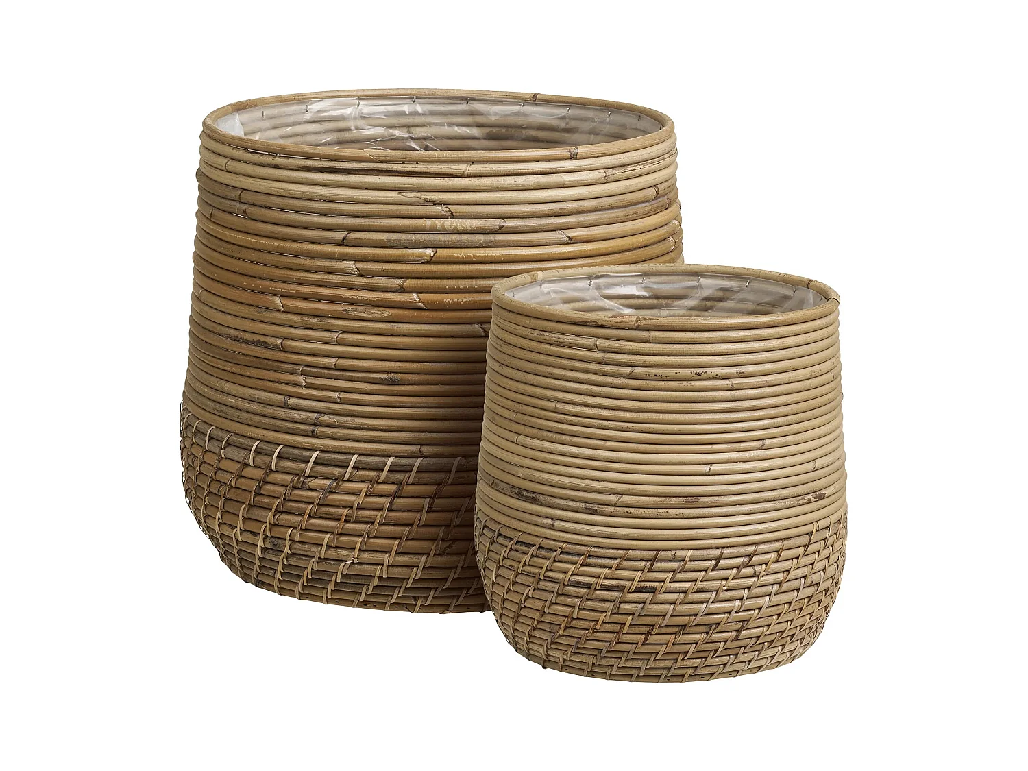 Lot de 2 paniers cache-pots MORO – Rotin kubu naturel