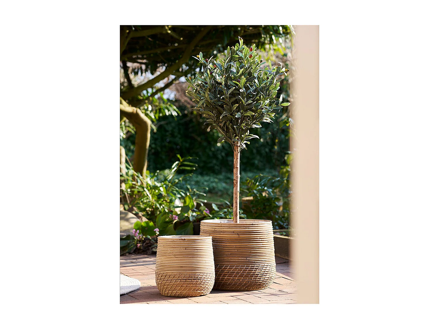 Lot de 2 paniers cache-pots MORO – Rotin kubu naturel