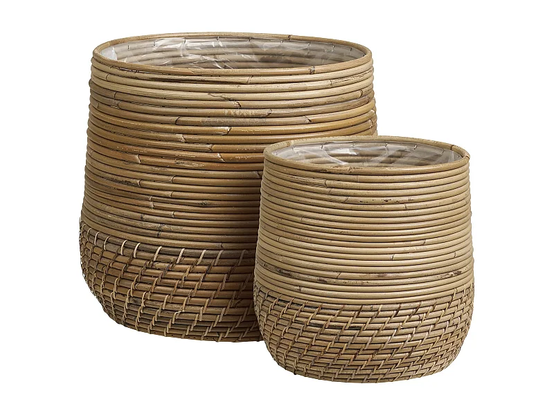 Lot de 2 paniers cache-pots MORO – Rotin kubu naturel