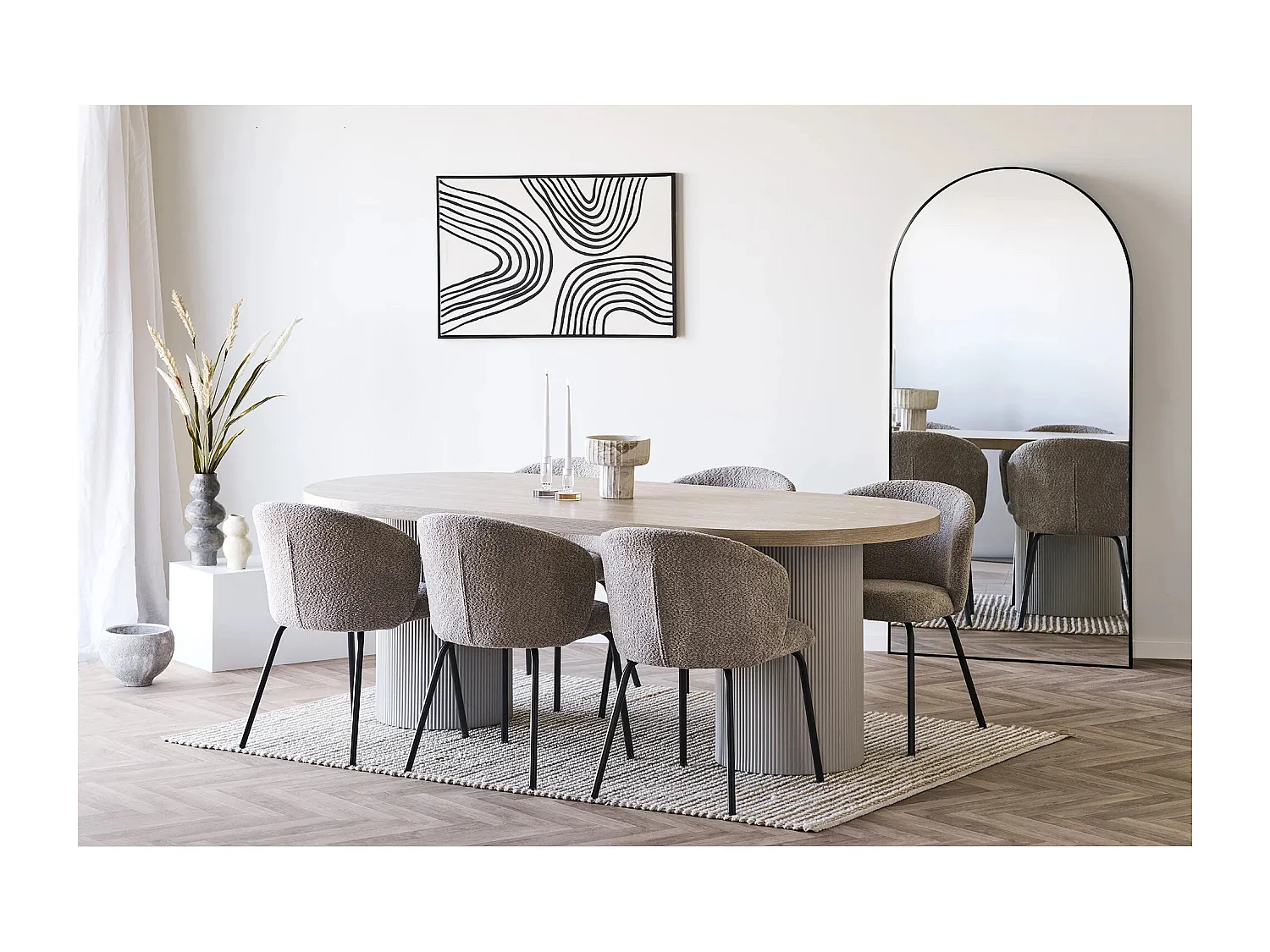 Grand miroir arc en aluminium MADRID – L 90 x H 180cm-Noir