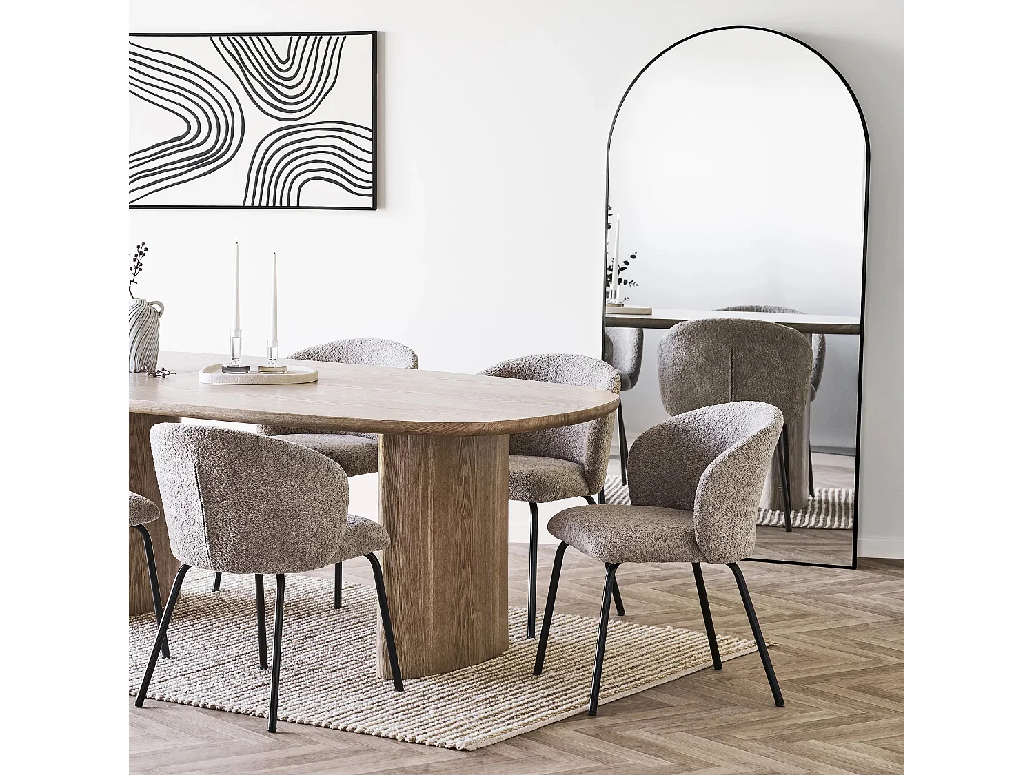 Grand miroir arc en aluminium MADRID – L 90 x H 180cm-Noir