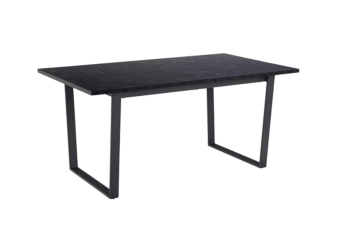 Tilst ensemble pour salle à manger table à manger impression marbre noir 90x160 4 chaises velours noir.