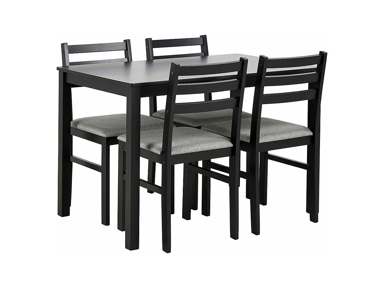 Alicante ensemble pour salle à manger table et 4 chaises 70x110cm noire.