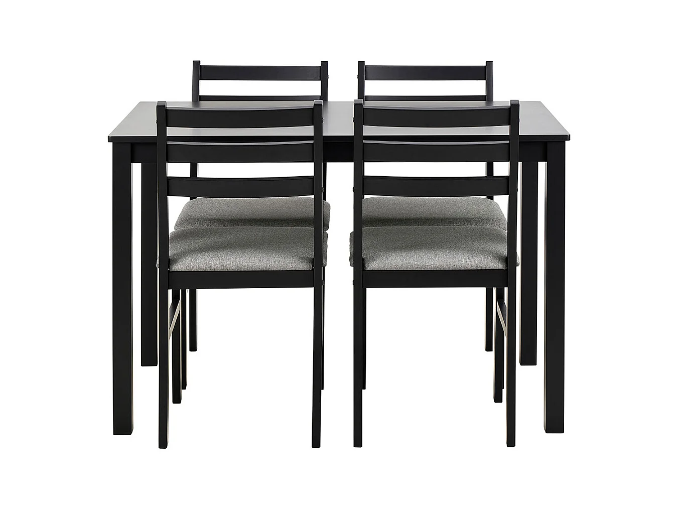 Alicante ensemble pour salle à manger table et 4 chaises 70x110cm noire.