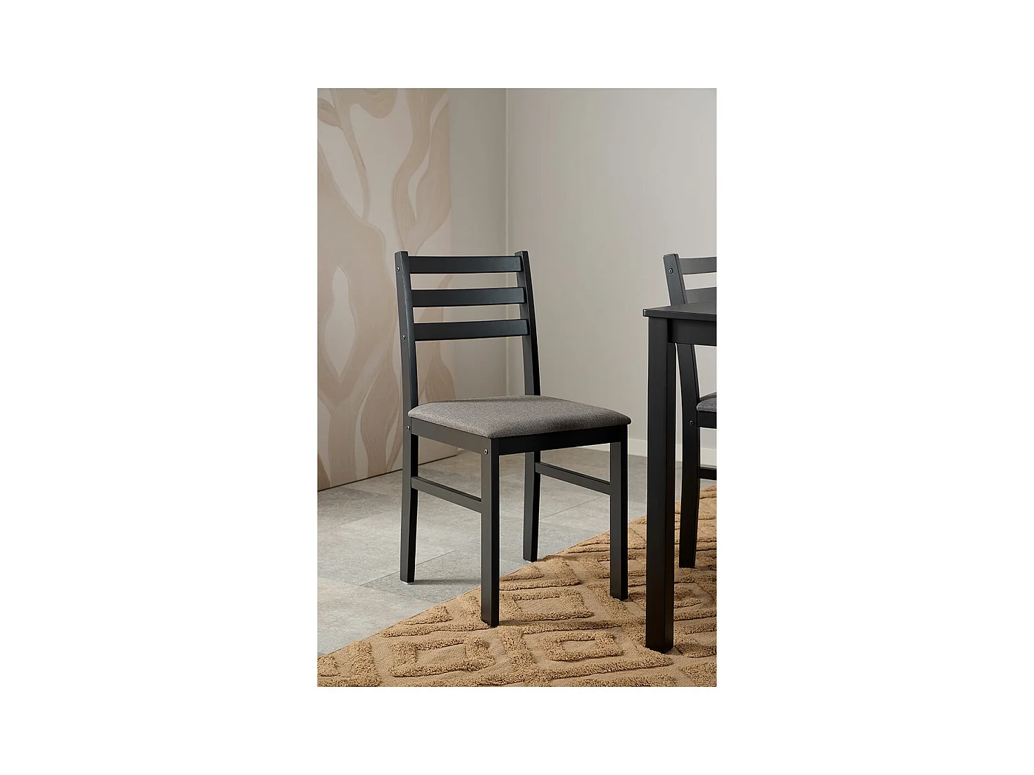 Alicante ensemble pour salle à manger table et 4 chaises 70x110cm noire.