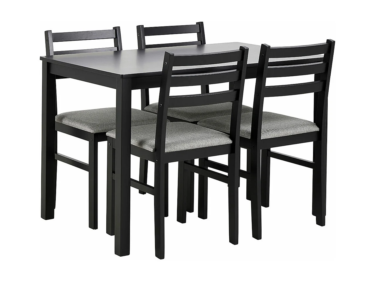 Alicante ensemble pour salle à manger table et 4 chaises 70x110cm noire.