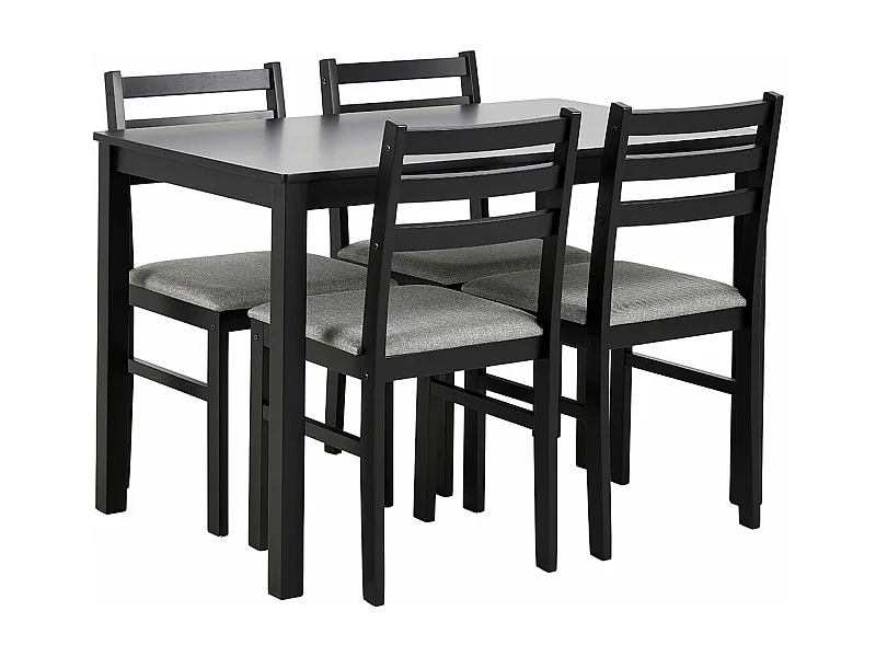 Alicante ensemble pour salle à manger table et 4 chaises 70x110cm noire.