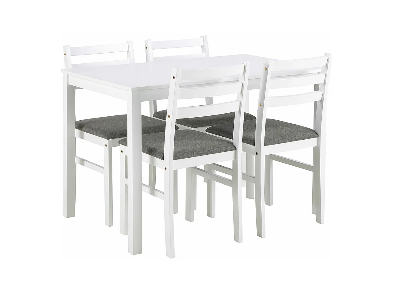 Alicante ensemble pour salle à manger table et 4 chaises 70x110cm blanche.