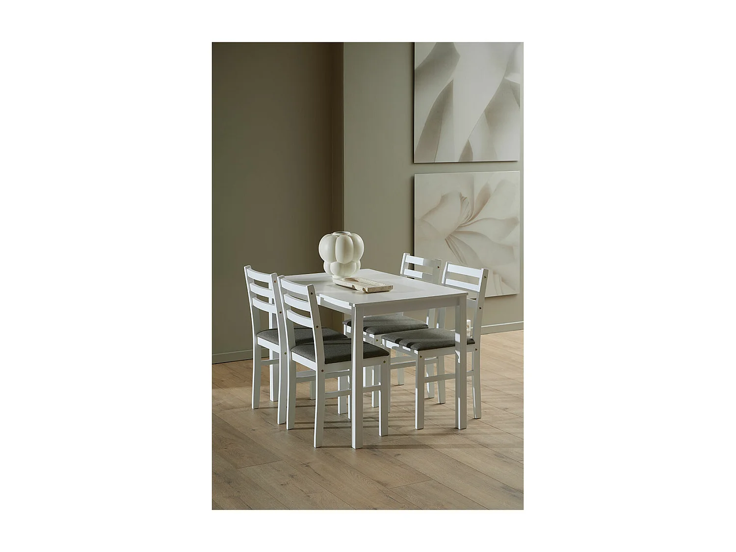 Alicante ensemble pour salle à manger table et 4 chaises 70x110cm blanche.