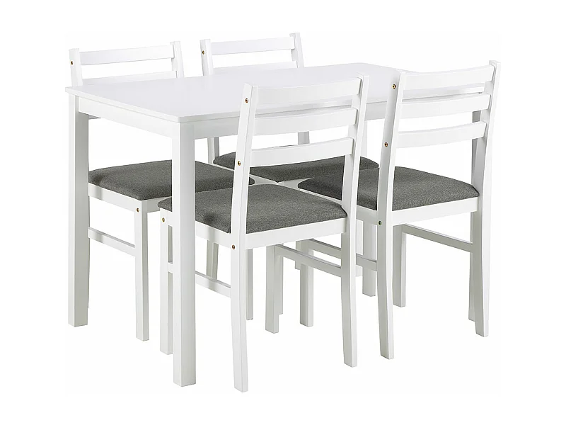 Alicante ensemble pour salle à manger table et 4 chaises 70x110cm blanche.