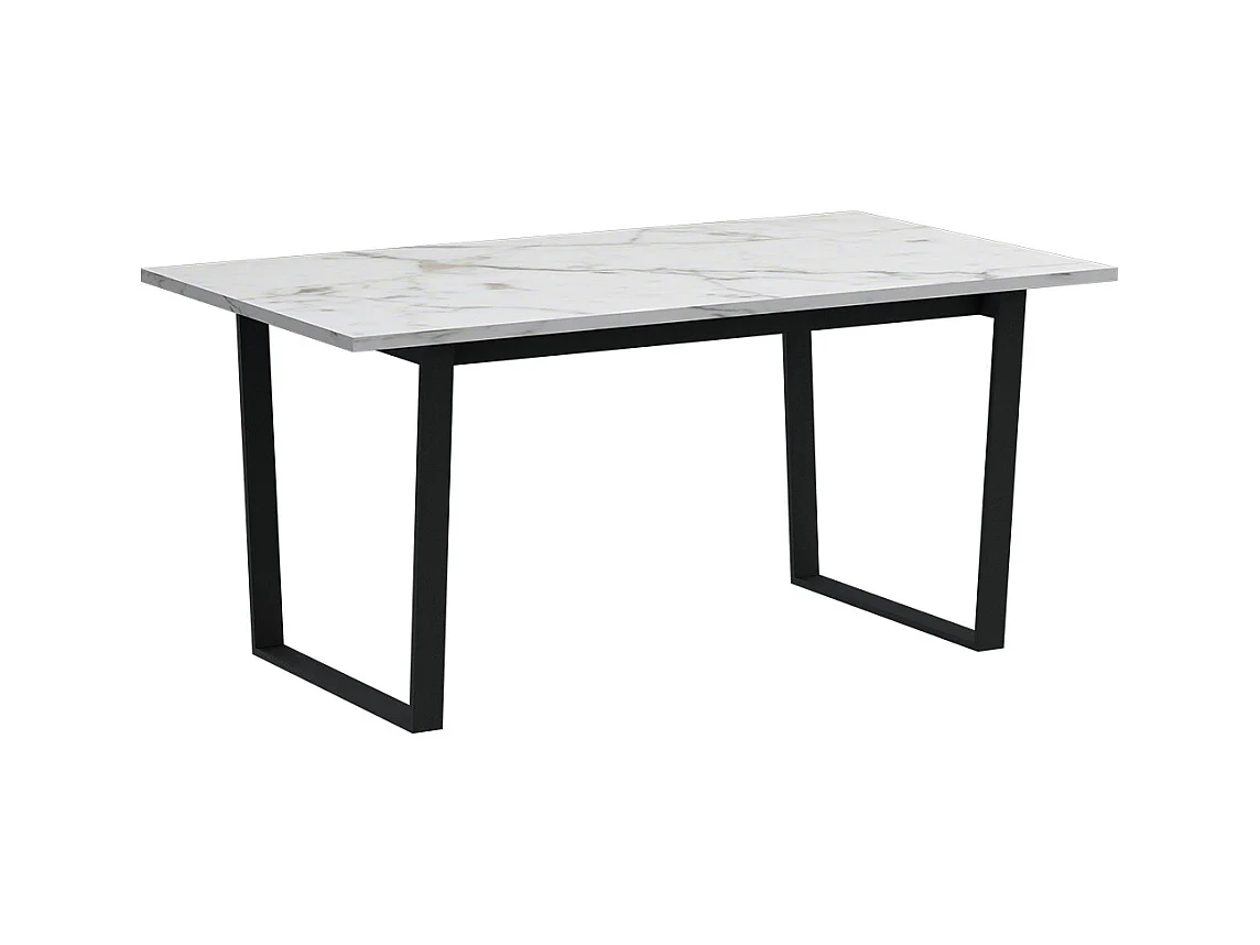 Tilst ensemble pour salle à manger table à manger impression marbre blanc 90x160 4 chaises velours noir.