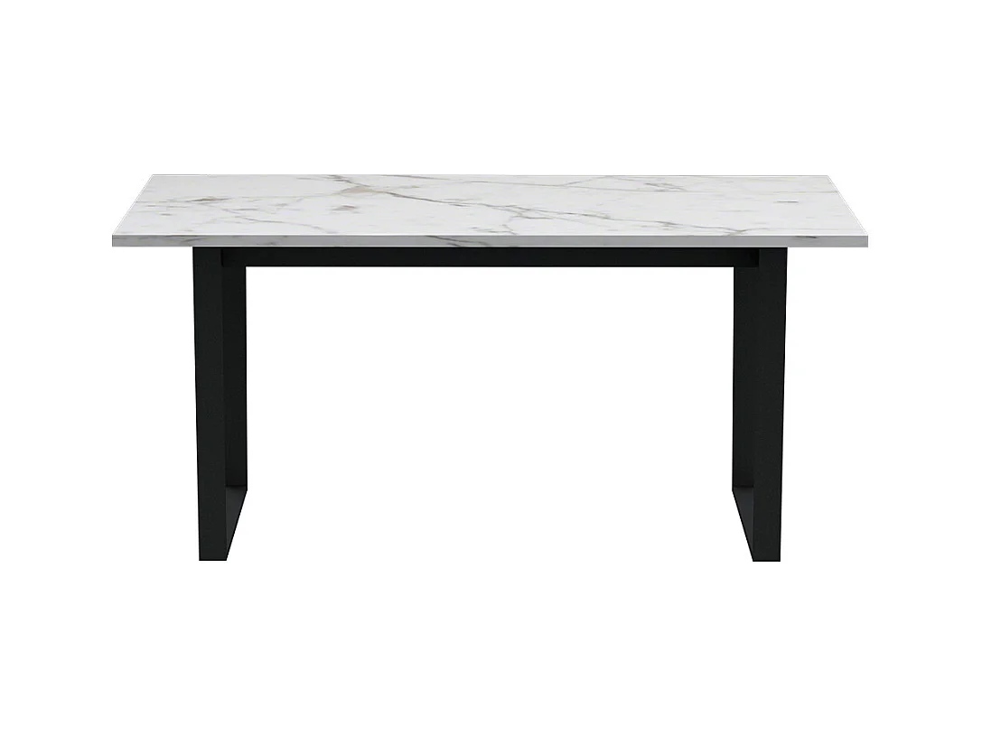 Tilst ensemble pour salle à manger table à manger impression marbre blanc 90x160 4 chaises velours noir.