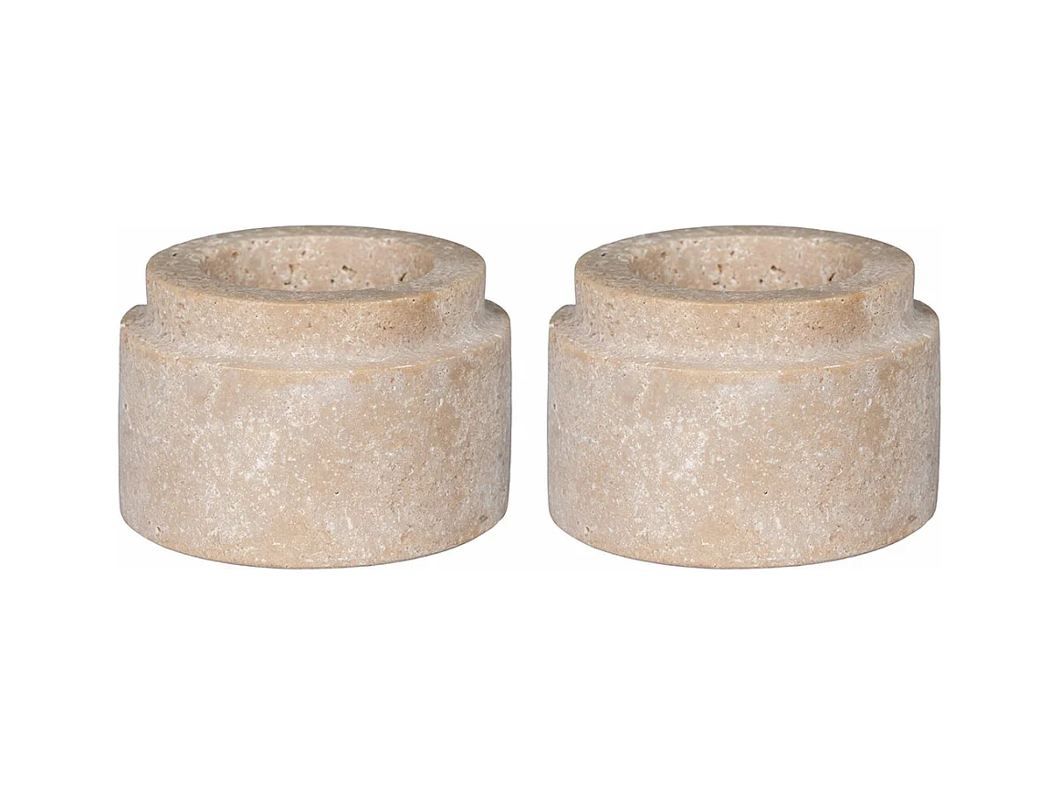 Lot de 2 photophores en travertin