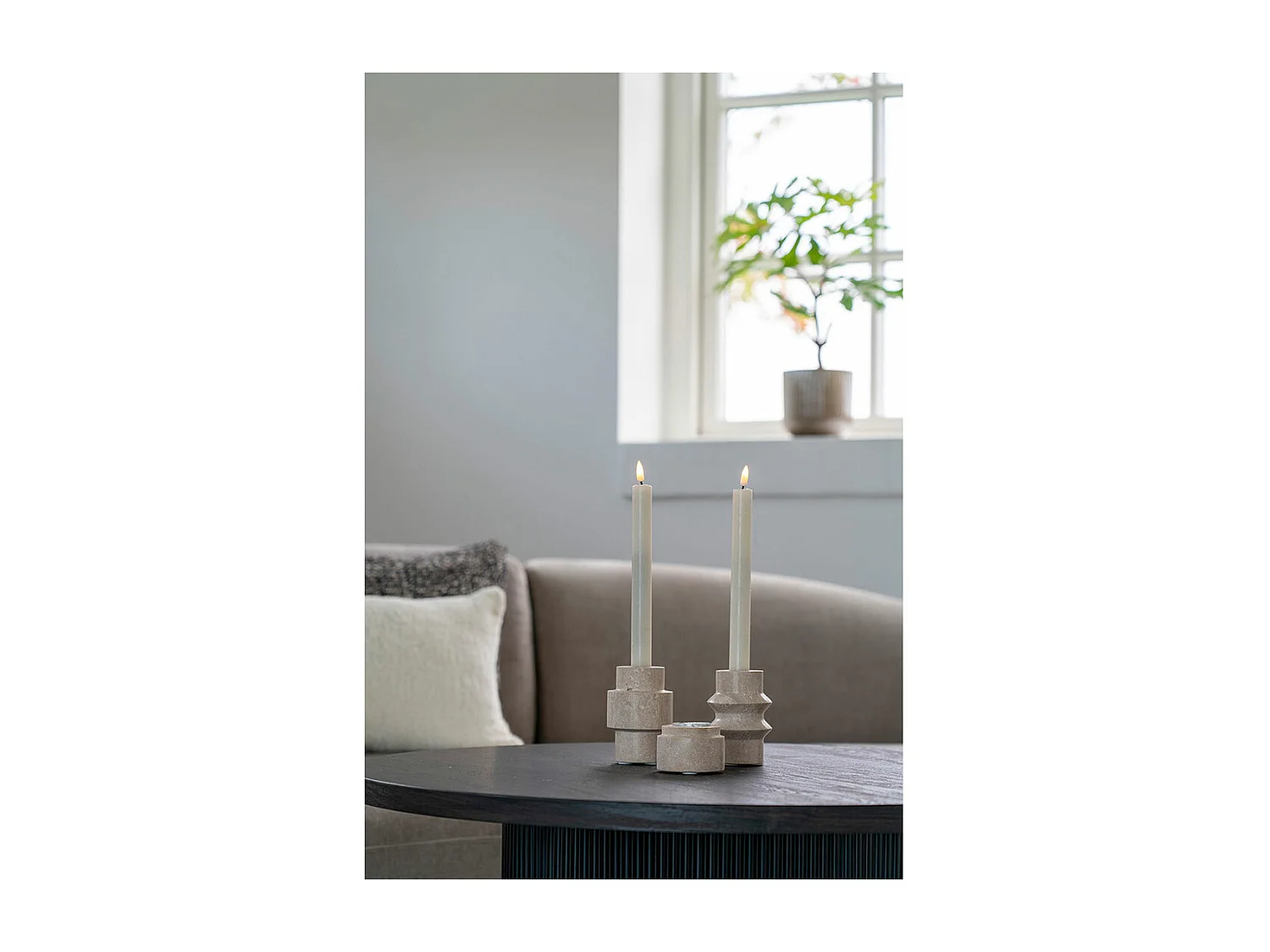 Cadaval Theelichthouder set van 2 natuur.