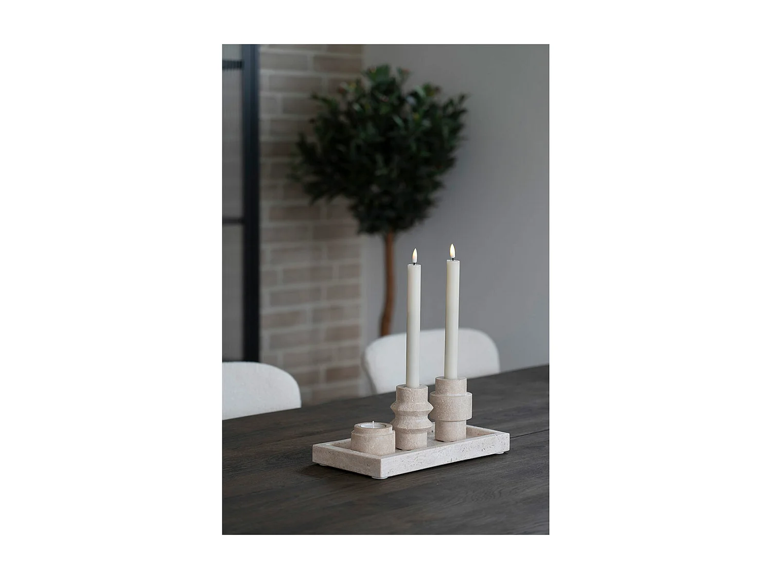 Cadaval Theelichthouder set van 2 natuur.