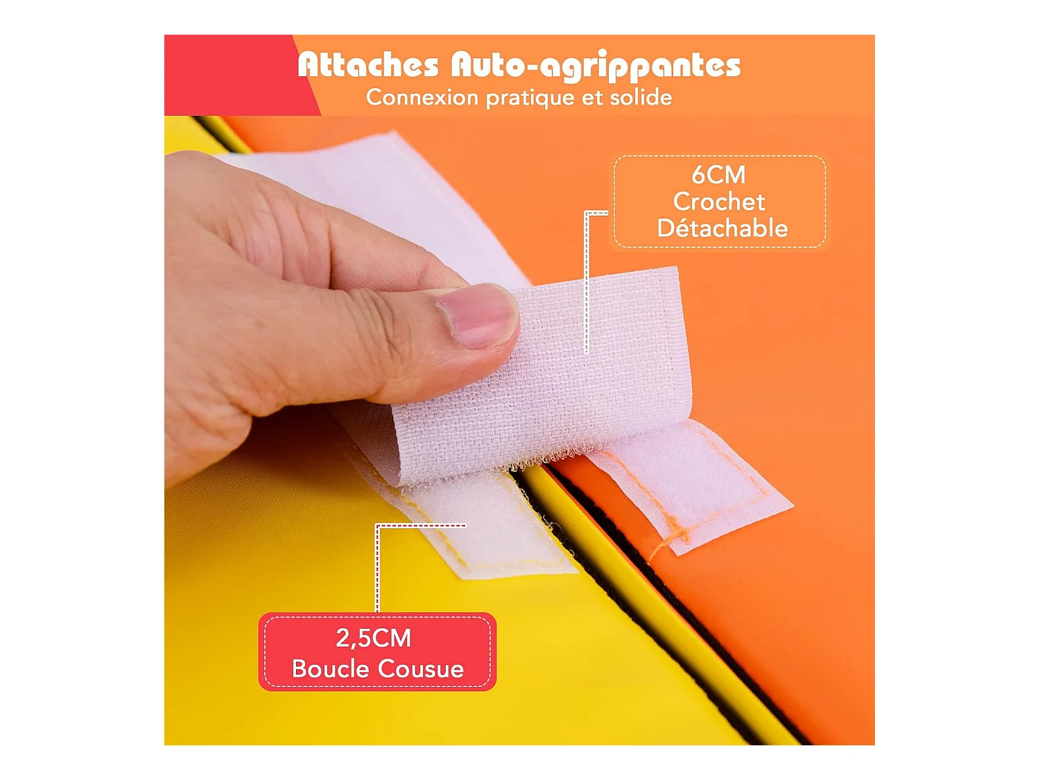 2PCS Parcours Motricité Bébé en Mousse avec Housse Amovible, Module Motricité Bébé avec Marche & Toboggan, Jouets Éducatifs pour Enfant (Orange+Jaune)