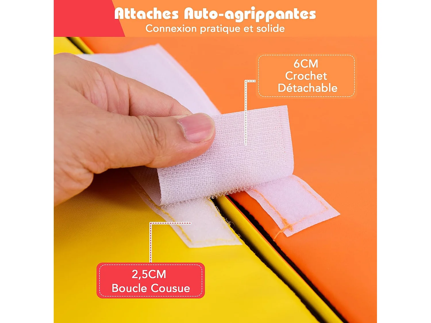 2PCS Parcours Motricité Bébé en Mousse avec Housse Amovible, Module Motricité Bébé avec Marche & Toboggan, Jouets Éducatifs pour Enfant (Orange+Jaune)