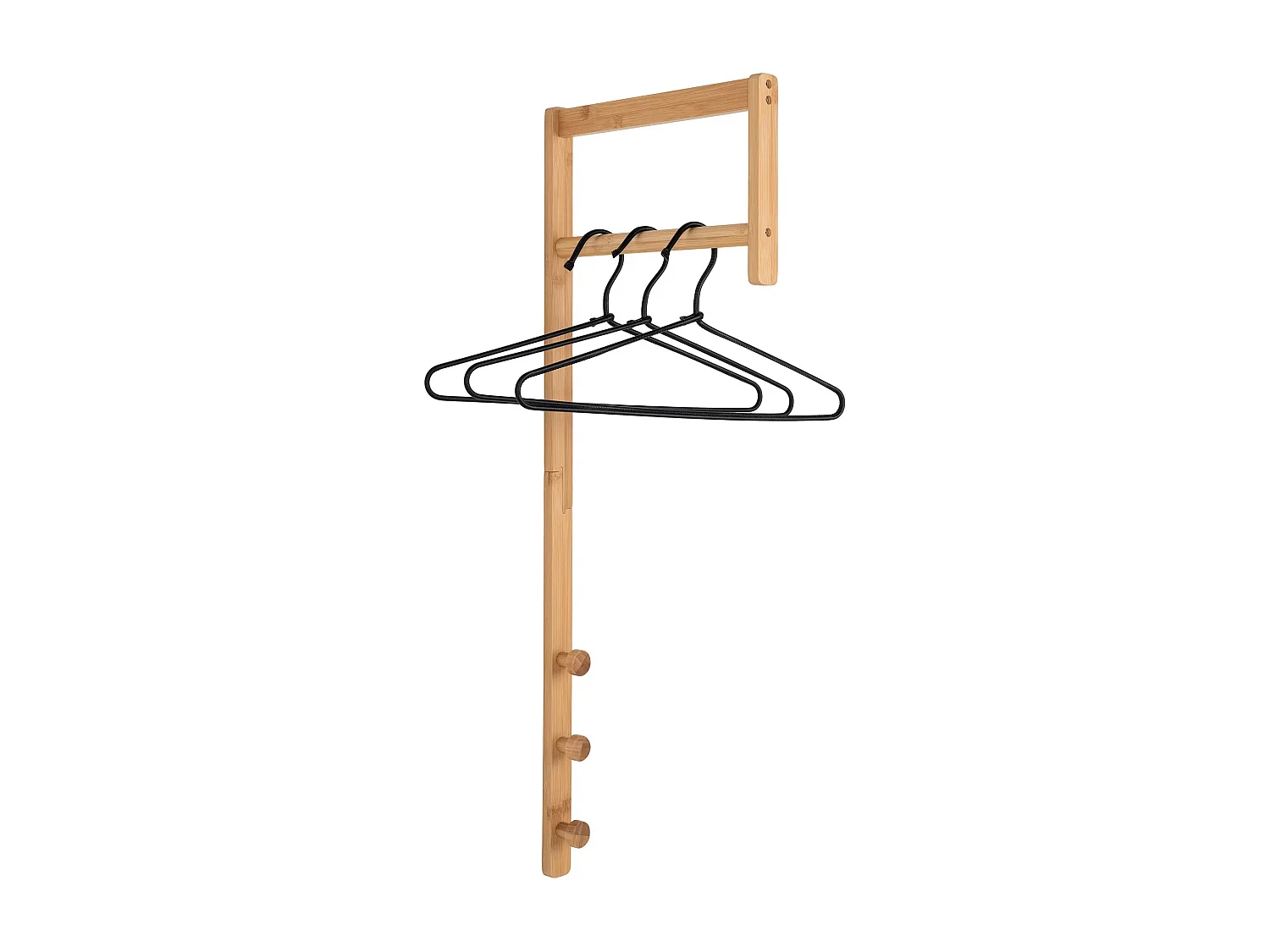 Porte-manteau TRENTO – Bambou naturel ou métal noir-blanc-Blanc