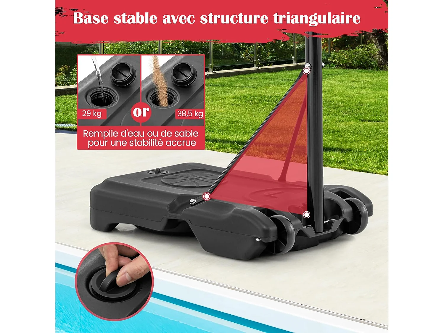 Panier de Basket-Ball, Support de Basket-Ball Réglable en Hauteur pour Enfants Adolescents Adultes, Panier de Basket-Ball Mobile, pour Intérieure/Extérieure